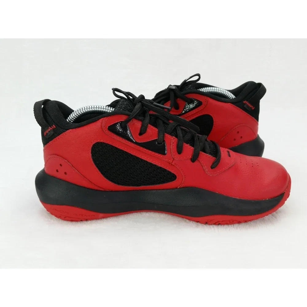 Youth Under Armour Basketball Shoes Red Black Sneakers Art 3025617-600 6.5Y 6.5